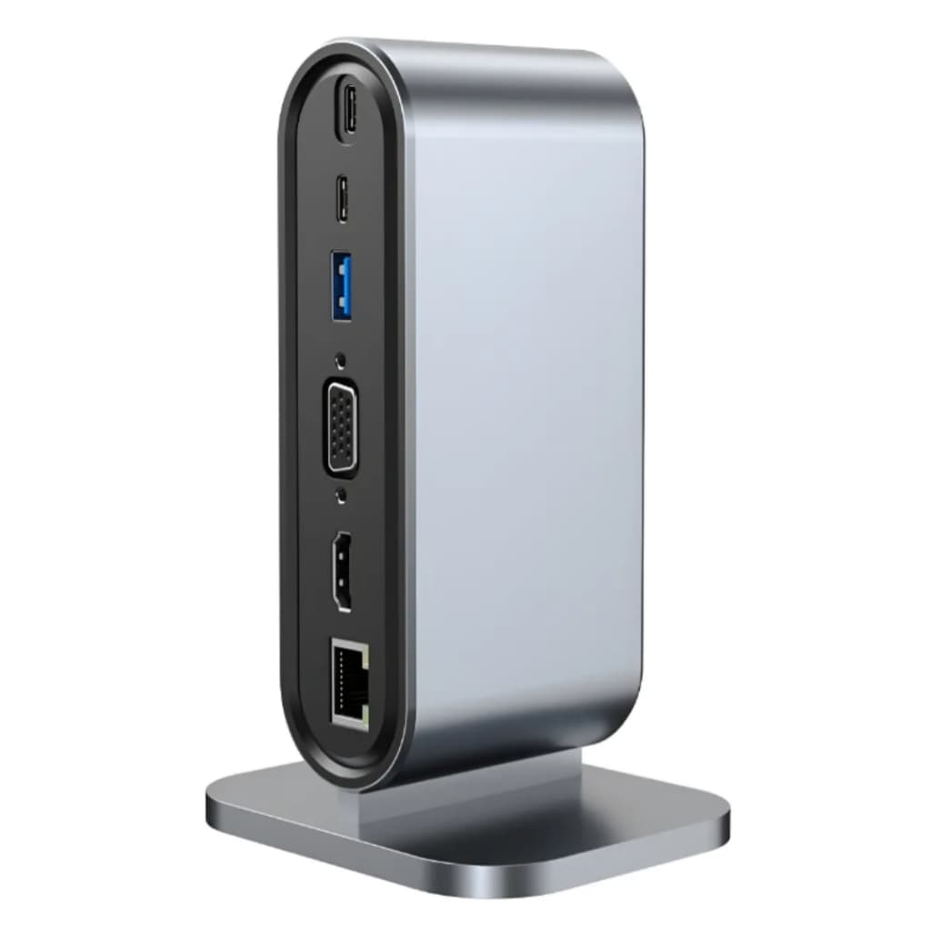 Hub Usb-c 12 Em 1 HDTV/HDMI Vga Rj45 Sd Tf Pd Áudio Multiporta Cinza