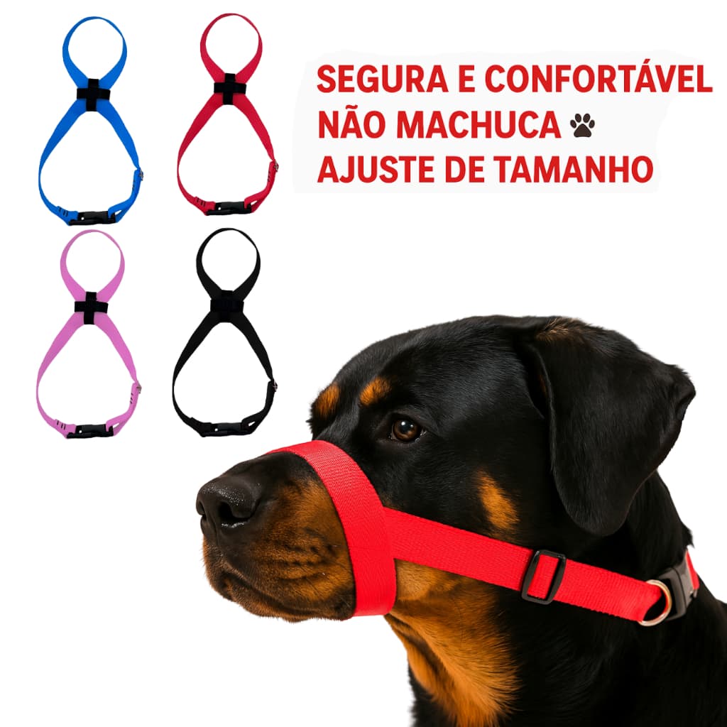 Focinheira Regulável para Cães Confortável Respirável Não Machuca Cachorro Médio Grande