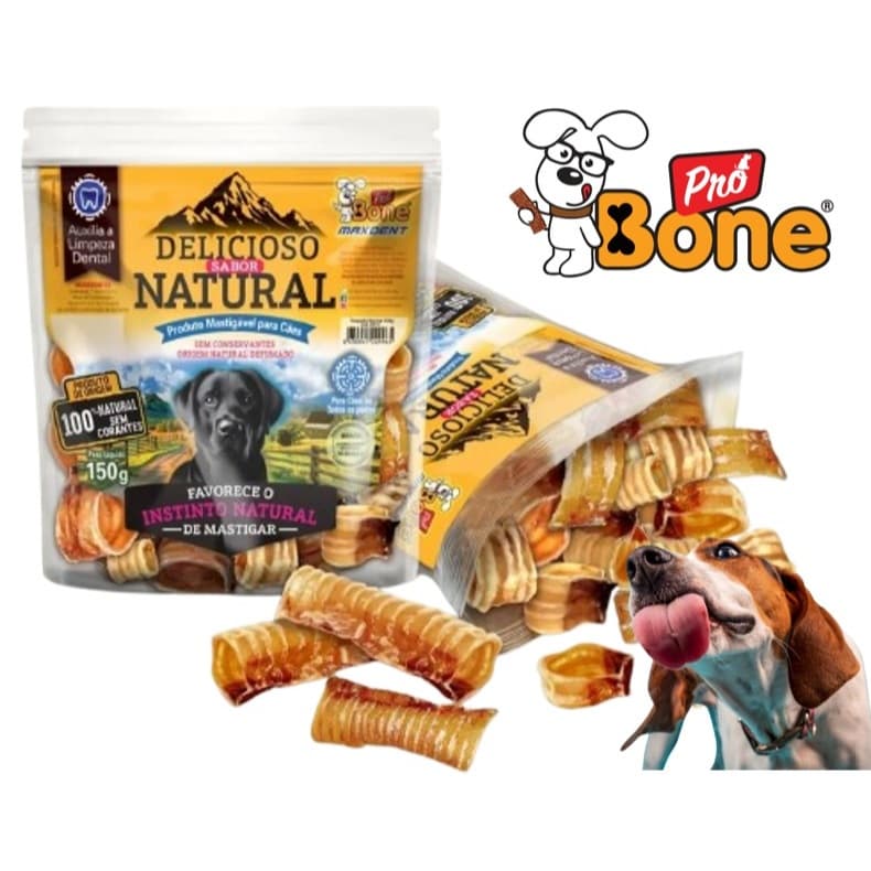Traqueia Bovina para cães 150gr-450gr Petisco Natural Mastigável Recheável Pro Bone