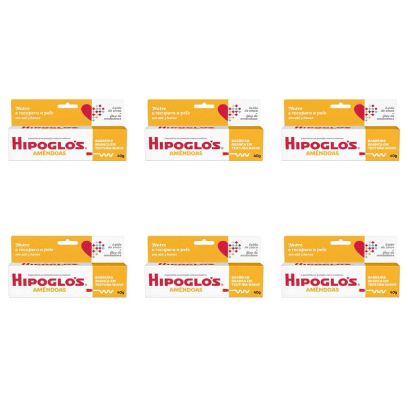 kit 6 Creme para Assaduras Hipoglós Amêndoas Nutre e Recupera 40g--.promocao
