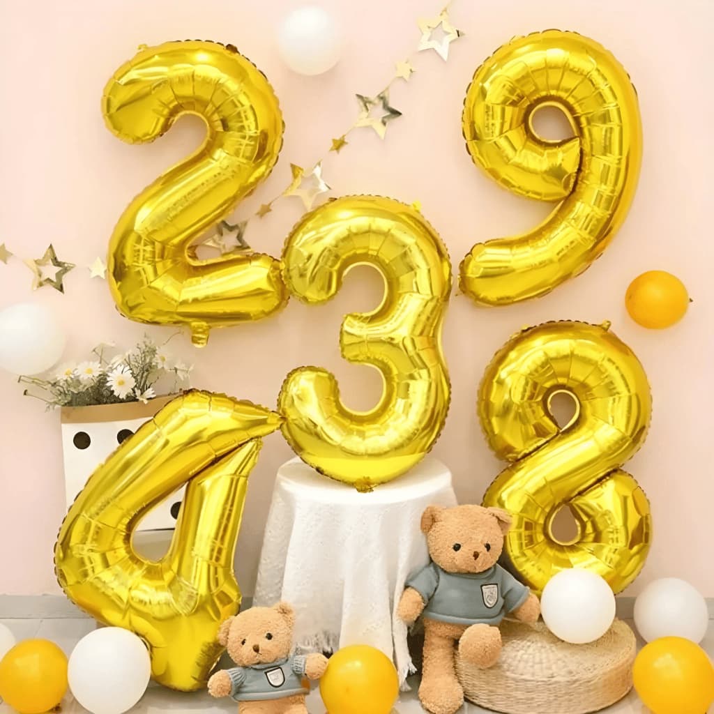 Balão Número Gigante Metalizado 1m / 100cm / 40” – Dourado, Prata, pink