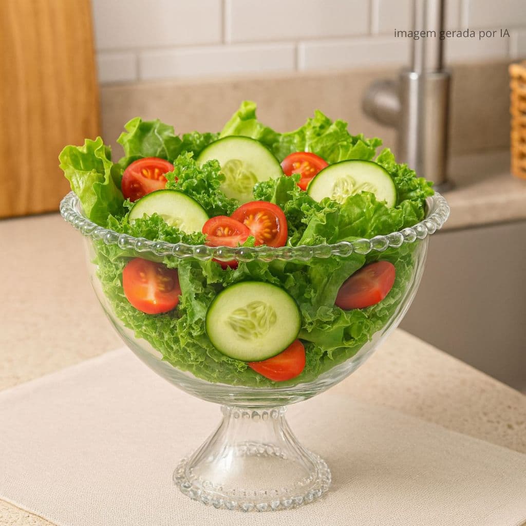 Saladeira de Cristal Incolor Pearl 21cm x 19cm - Wolff