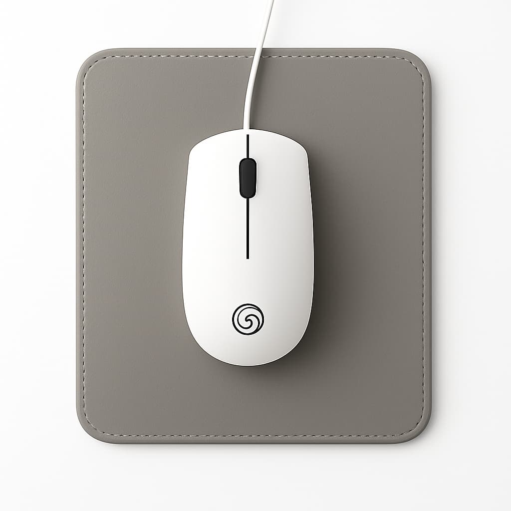 Mouse Pad Pequeno Couro Cinza Claro