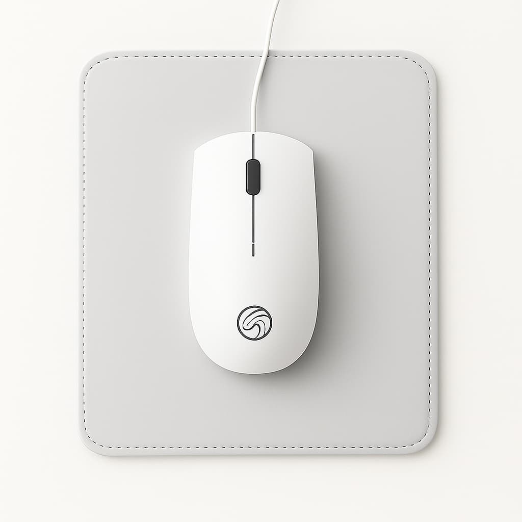 Mouse Pad Pequeno Couro Branco