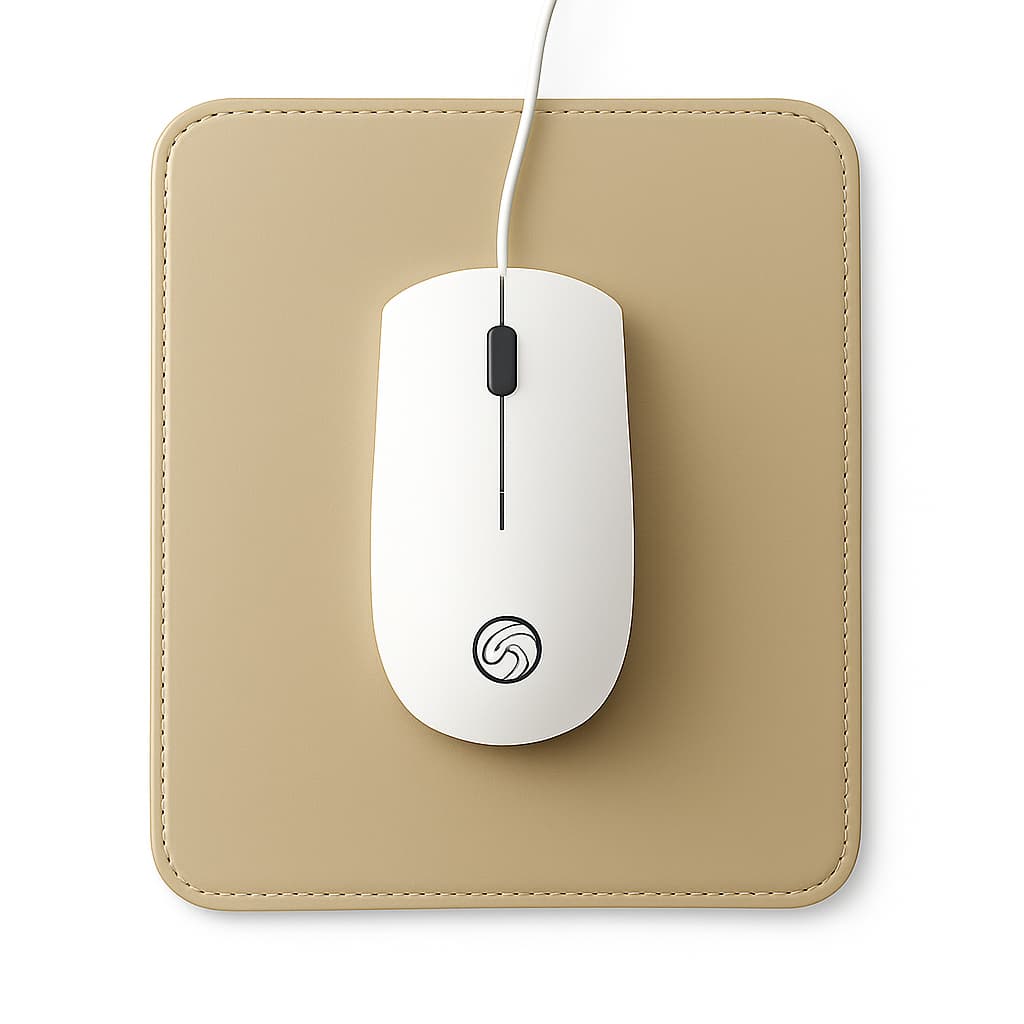 Mouse Pad Pequeno Couro Bege Claro