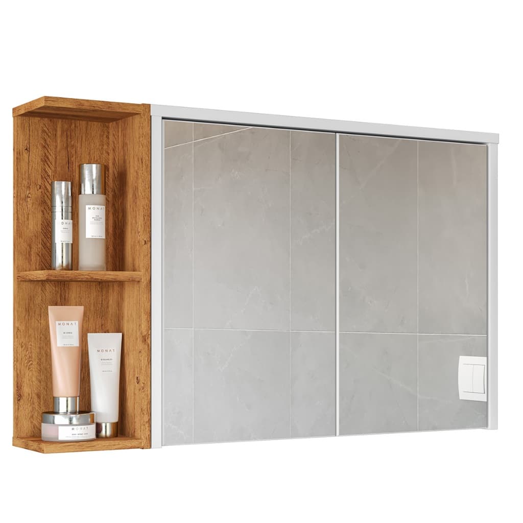 AJP Móveis Armário De Banheiro Aéreo Espelheira Veneza 1 Porta Com Espelho Fundo Flex Color