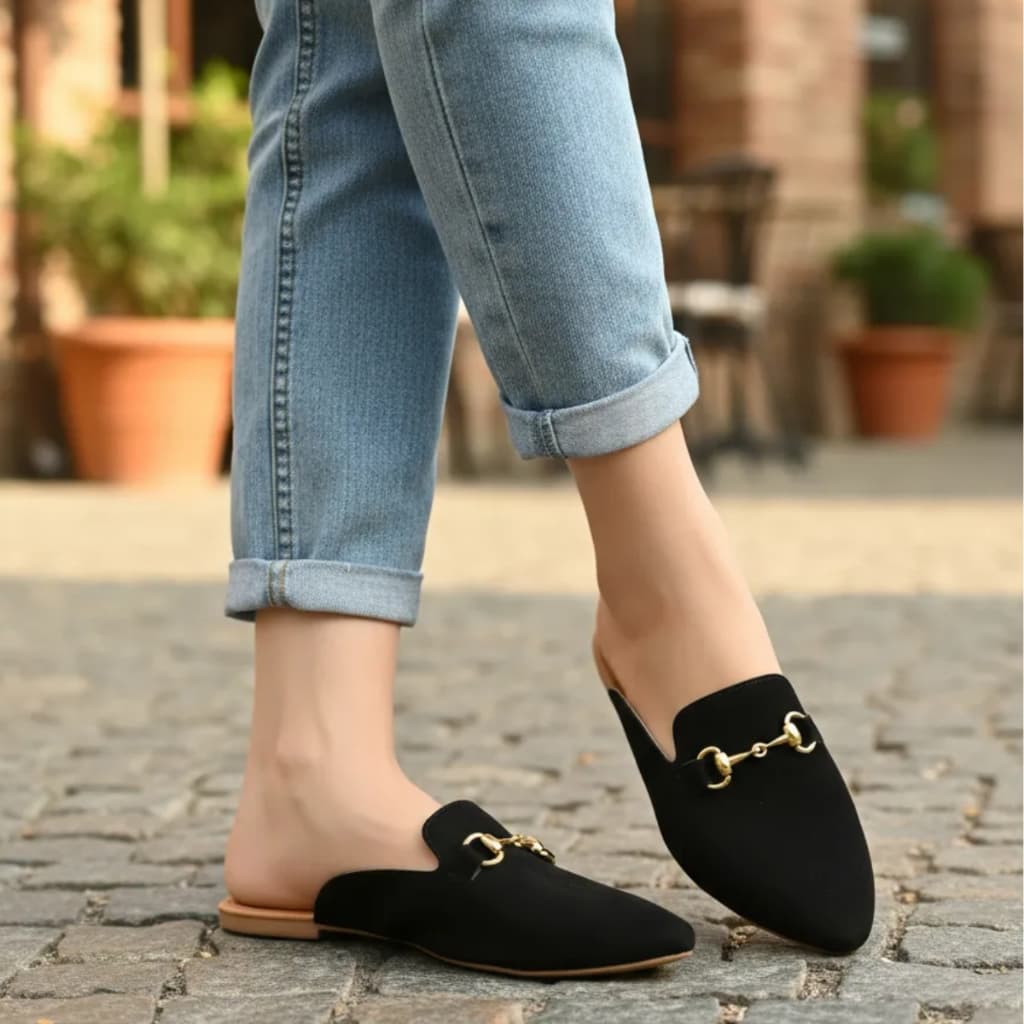 Sapato Mule Confortável / Sapatilha Rasteirinha Feminina com Tamanhos Grandes