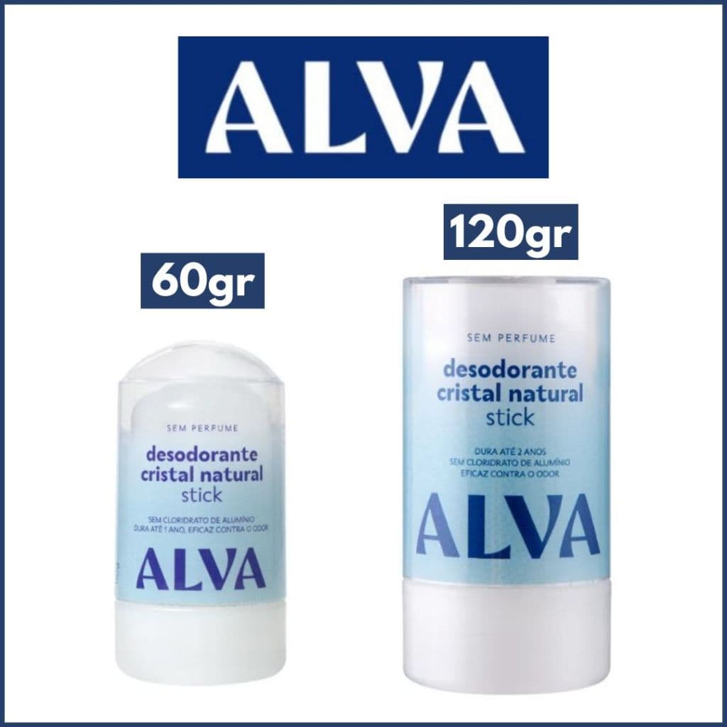 Desodorante Alva Stick Cristal 120g ou 60g Sem Perfume Sem Alumínio Vegano Original