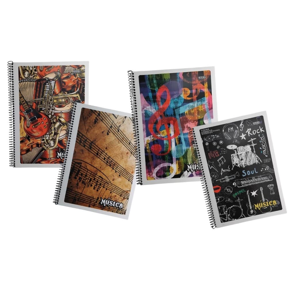 Caderno de Anotação Musical Partitura 50 Folhas com Picote para Estudo e Composição De Musicas Capa Flexivel Sortida