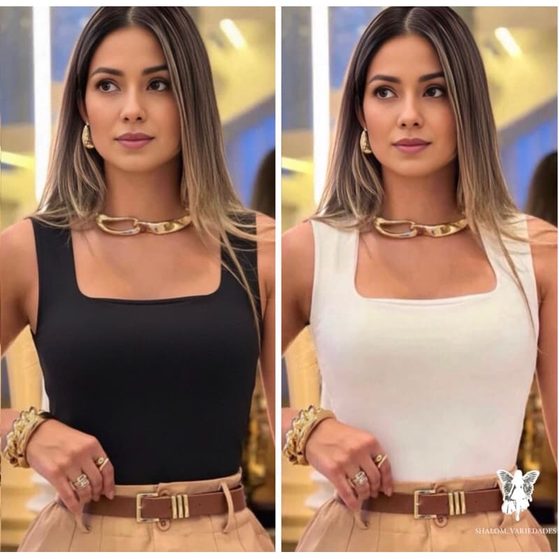 kIT 2 Body Decote Quadrado Suplex Premium Modelo Regata Feminino