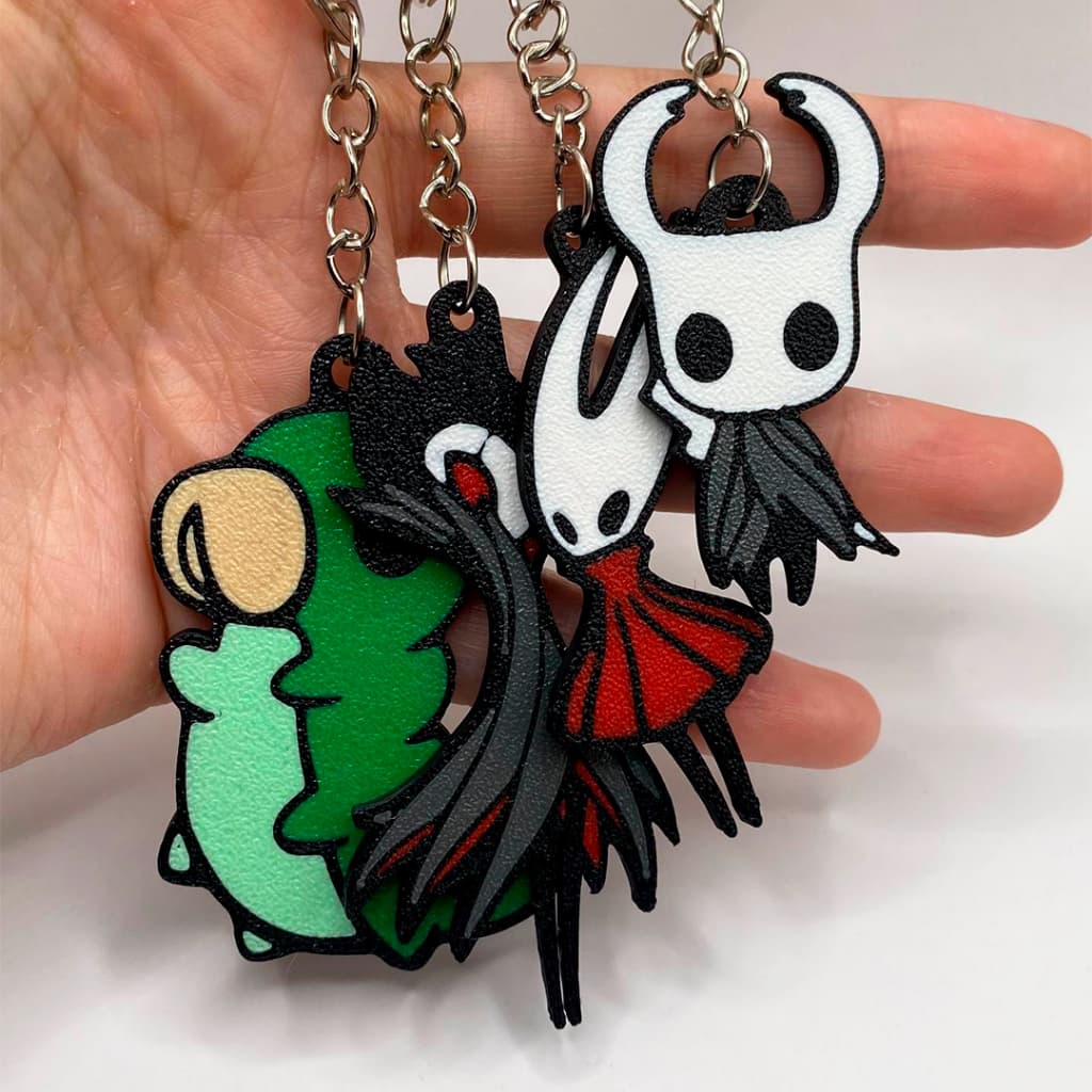Chaveiro Hollow Knight Silksong - Cavaleiro, Hornet, Grimm, Grub