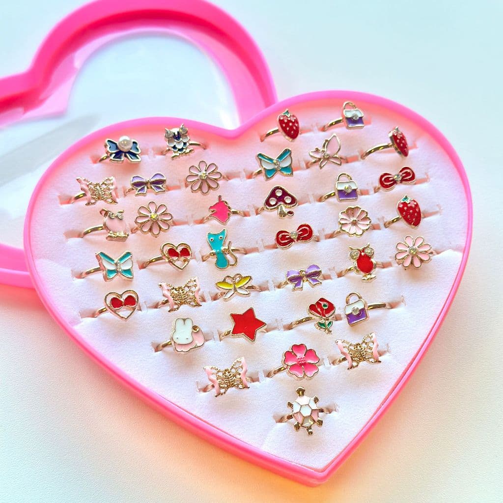 Kit 6/12/18/24/36unidades Anéis Infantil Menina Ajustável Sortidos