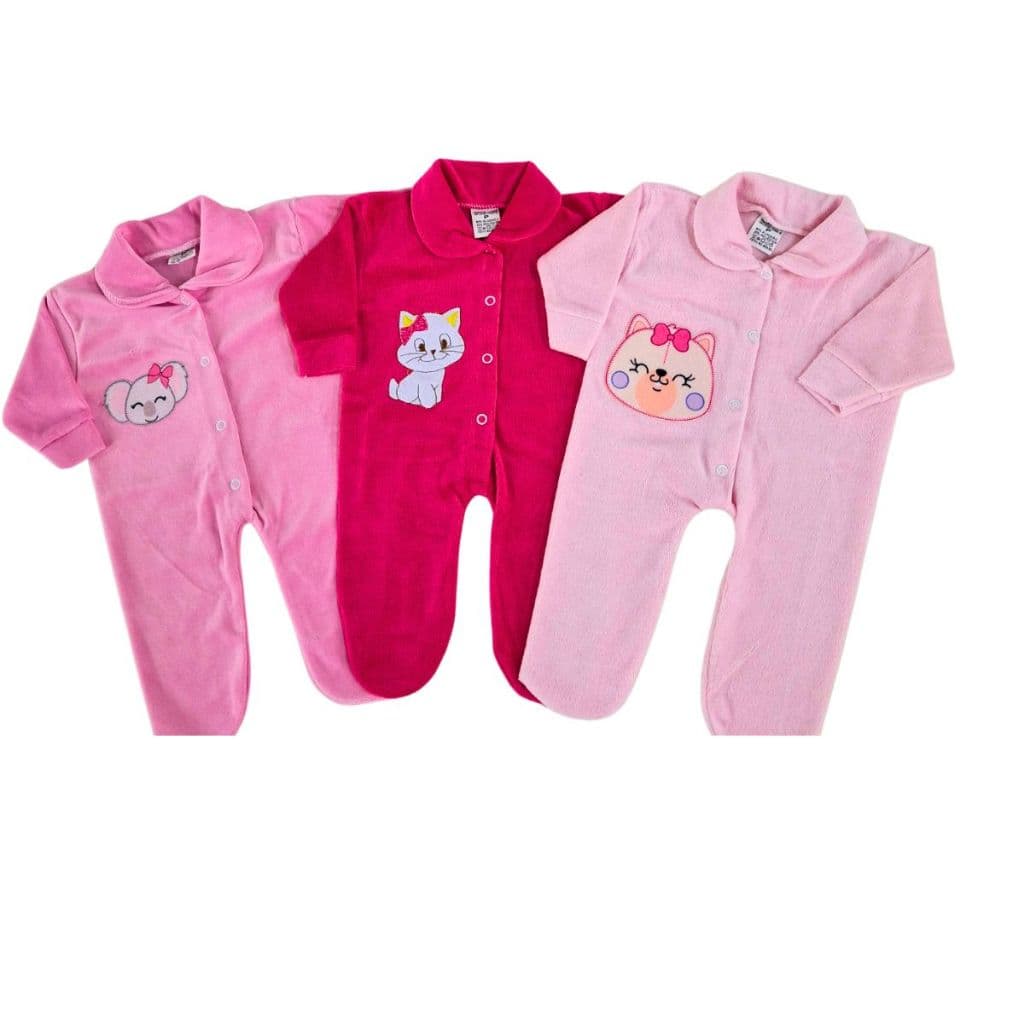 Kit Com 3 Macacões de Plush Bebê