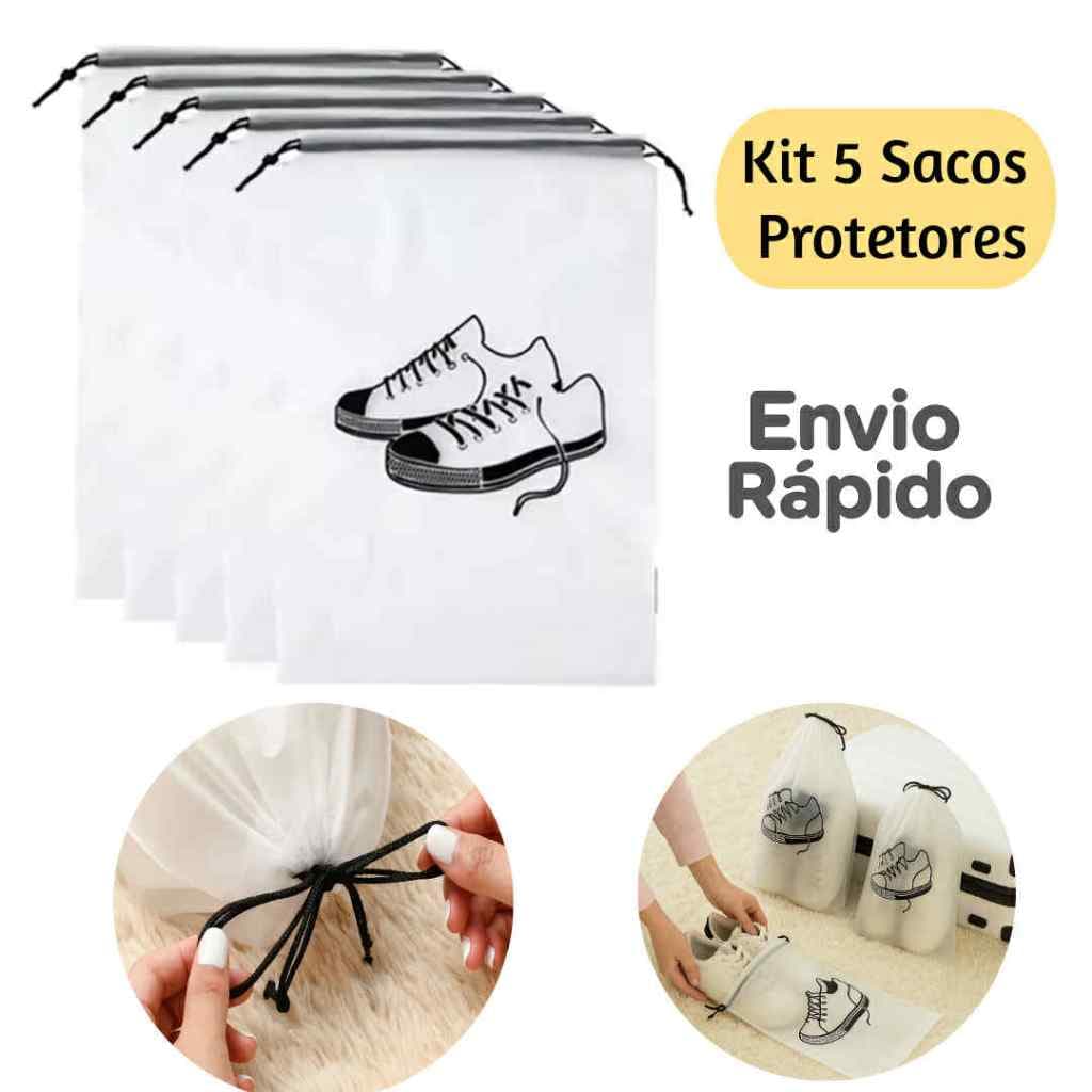 Kit 5 Sacos Protetores para Sapatos – Organização e Viagem - Plástico Resistente –AM6772