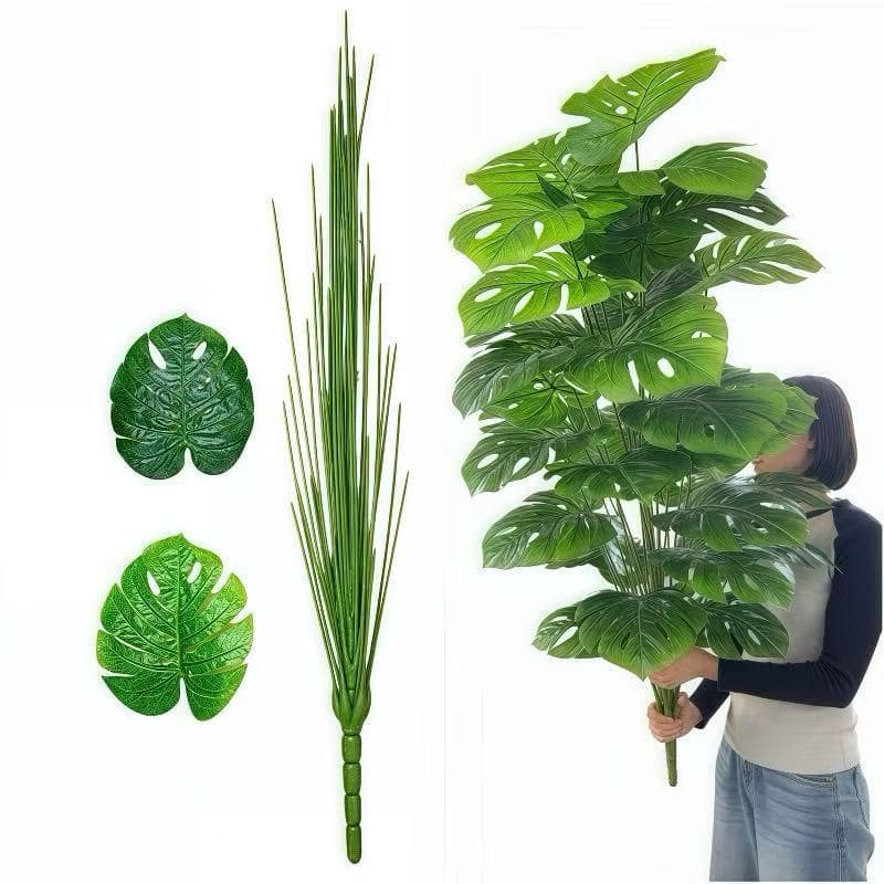 Planta Artificial Costela de Adão 130cm 33 Folhas Monstera Planta Verde Tropical Decoração de Interiores Jardim Doméstic