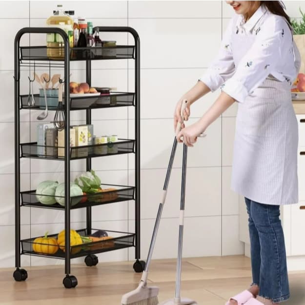 Carrinho Inox Auxiliar Organizador de Objetos Multiuso com Rodinhas Aramado Para Cozinha Banheiro Cosméticos