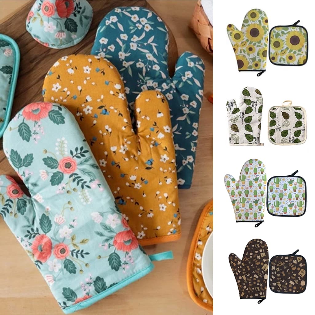 Kit com 2 Peças Luva Térmica para Forno e Descanso de Panela