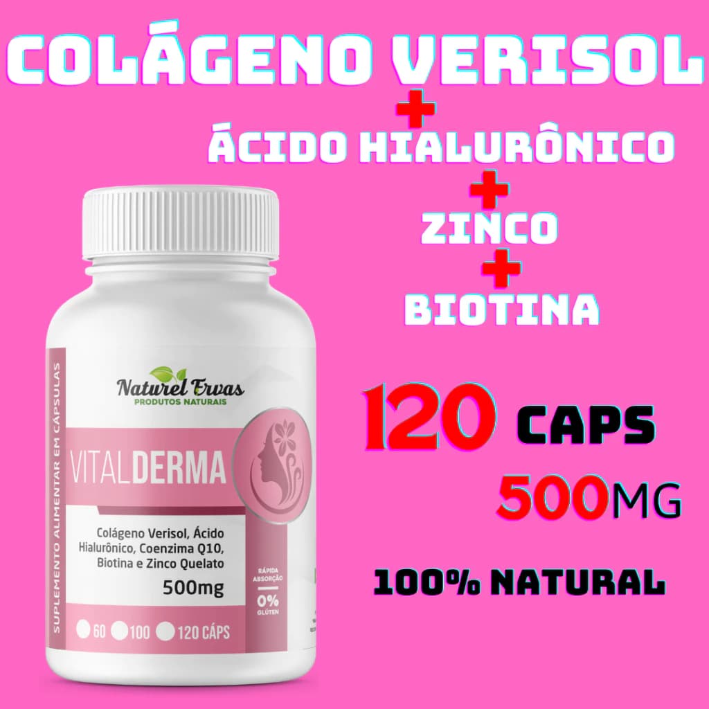 VitalDerma - Colágeno+Ácido Hilaurônico+Zinco+Biotina - Natural