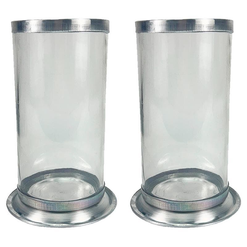 Kit 2 Unidades Copos Suporte Porta Velas 7 Dias Vidro Aluminio Anti Chamas Castiçal