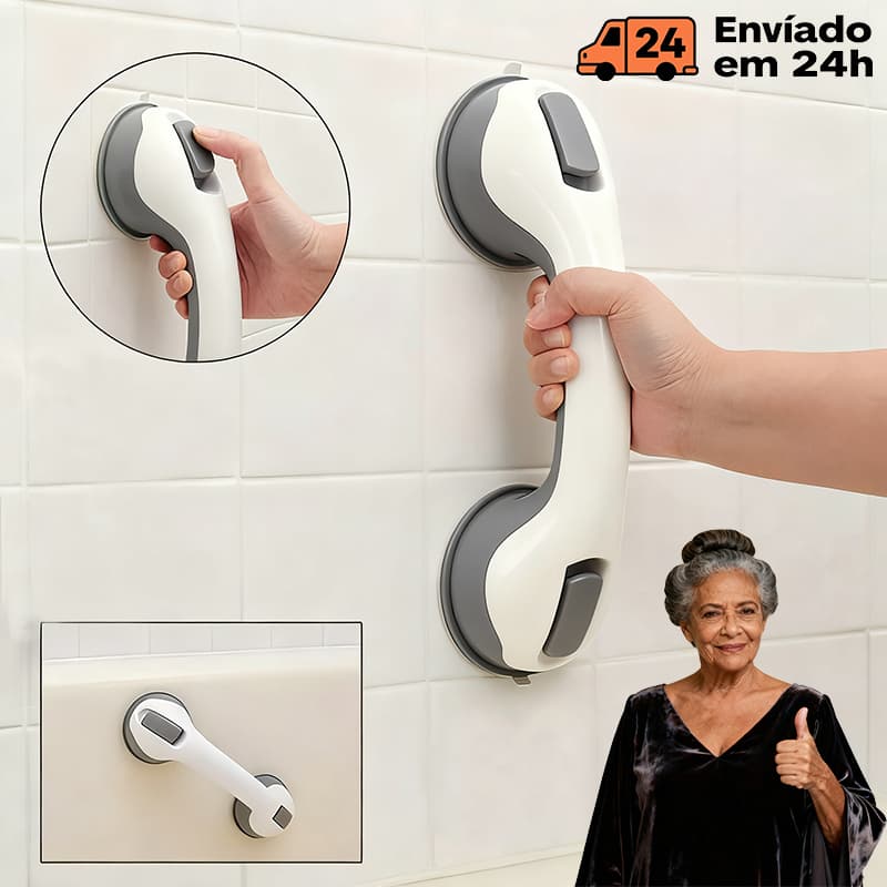 Barra De Apoio com Fixação Ventosa - Suporte Sanitário para Banheiro, Idosos, Crianças e Deficientes