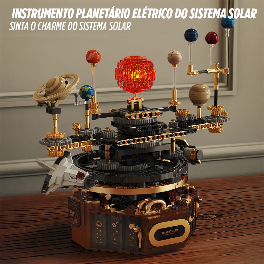 Brinquedo de Bloco de Construção do Sistema Solar com Iluminação Elétrica 1098 Peças