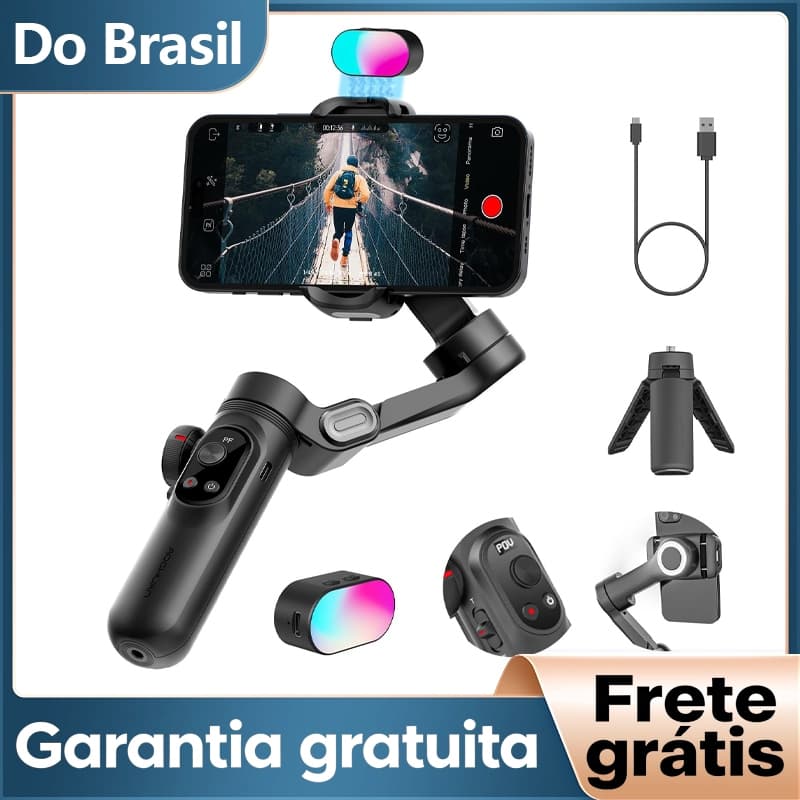 Estabilizador de Celular Gimbal Três Eixos Smart X Pro Anti-Vibração Inteligente Cabeça de Câmera