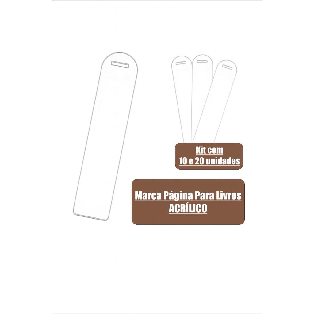 Marca Página Acrílico Transparente 14cm x 3cm para Livros Kit com 10/20 Unidades Personalizáveis