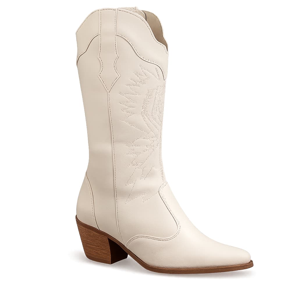 Bota Feminina Texana Western Country Salto Alto Cano Longo Confortável Moda Atual Blogueira