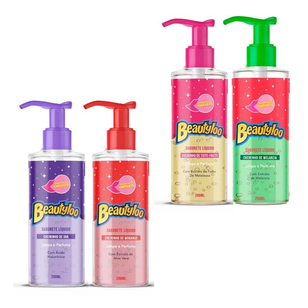 Kit Sabonete Gel de Limpeza Facial Perfuma Cheirinho de Chiclete Beautyloo Face Beautiful 200ml