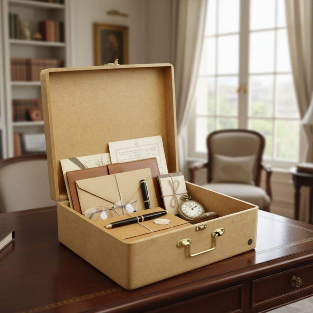 Maleta Organizadora em MDF com Alça de Metal Multiuso Resistente - Pequena, Média ou Grande