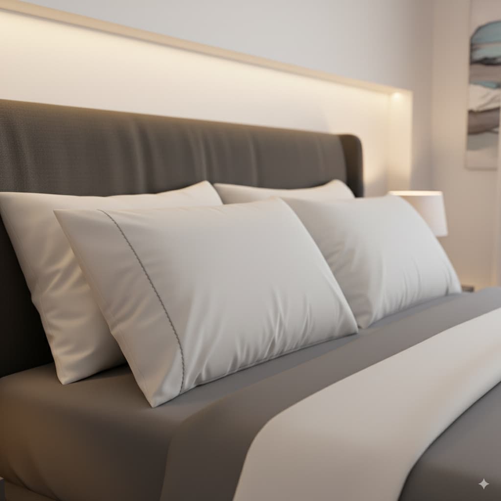 2 Fronhas com Ponto Palito 90cmx50cm Percal Flex 400 Fios Toque Acetinado