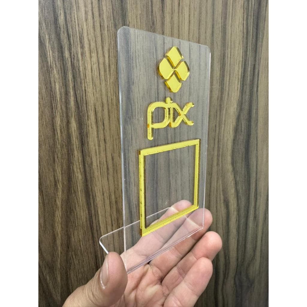 Placa Pix Pagamento QrCode de Mesa Balcão c/ base - Acrílico