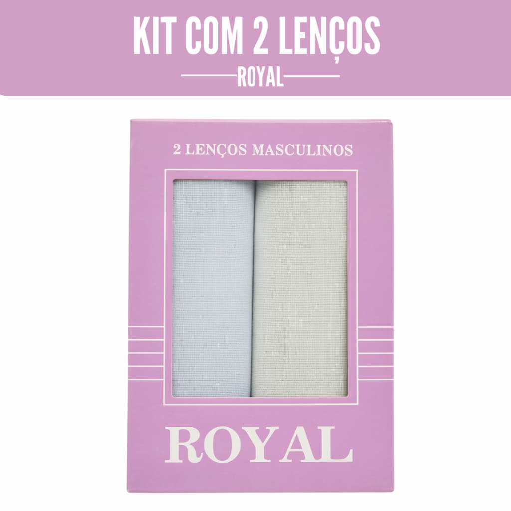 Caixa c/ 2 Lenços Masculinos de Bolso 100% Algodão ROYAL 30CMX30