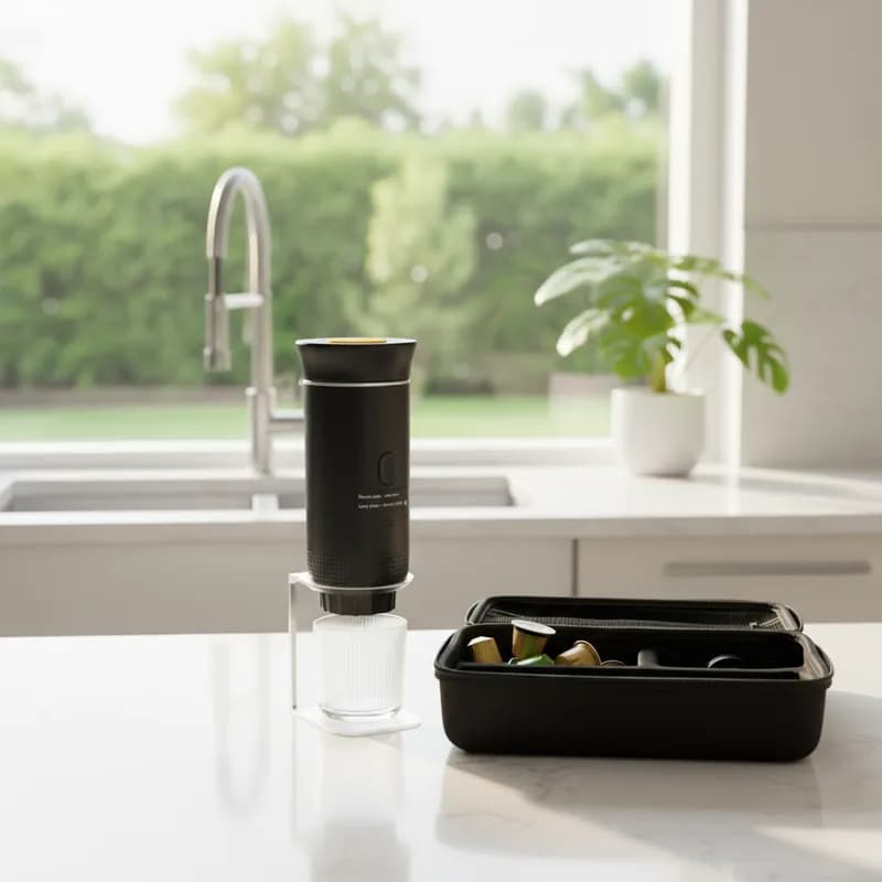 Máquina de Café Cafeteira Portátil USB-C Compatível Com Cápsula Viagem Carro