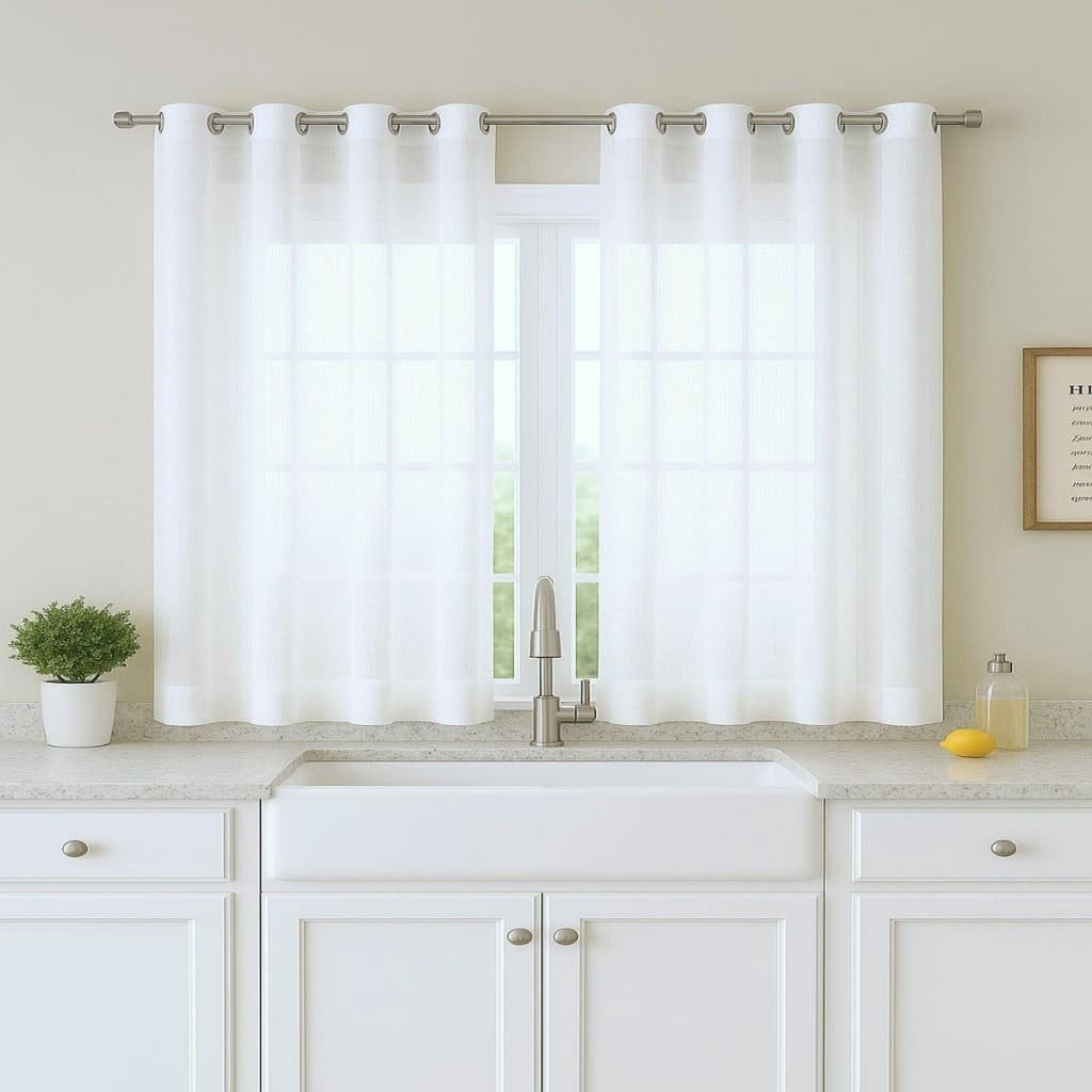 Cortina Voil Linho Flame 2,00x1,20 Para cozinha Com Ilhós