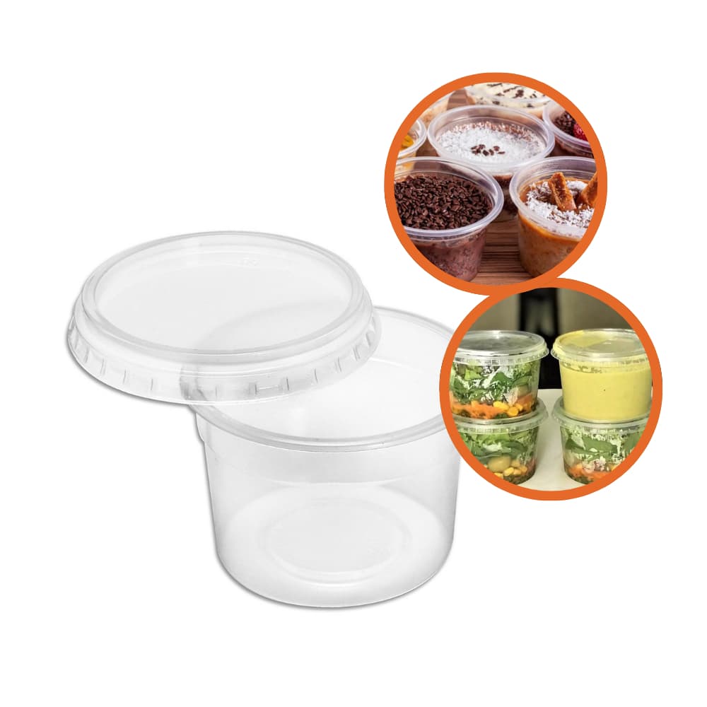 Kit Potes Redondos 140ml Com Tampa Transparente e Descartável Oferta (25/50/75/100/150/200x)