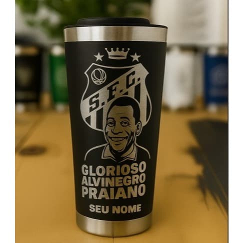 Copo Térmico 473ml Inox Personalizado | Com Tampa e Abridor, Gravação a Laser Resistente