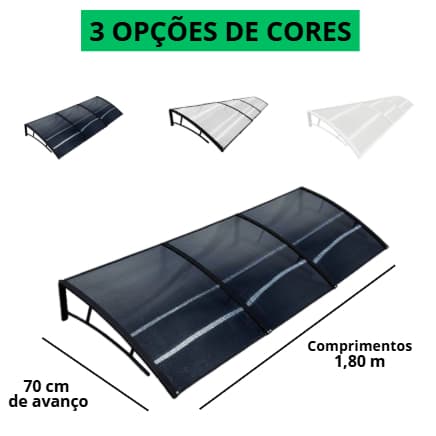 Toldo 1,8 metros x 70cm Policarbonato Portas e Janelas.