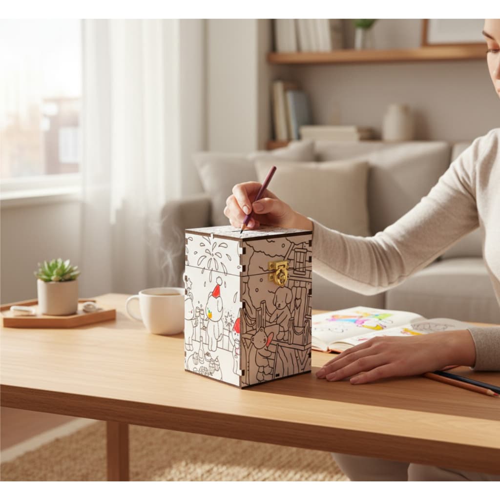 Urna Cofre Infantil Para Colorir Com Fecho Para Cadeado Decoração Desenhos Para Colorir