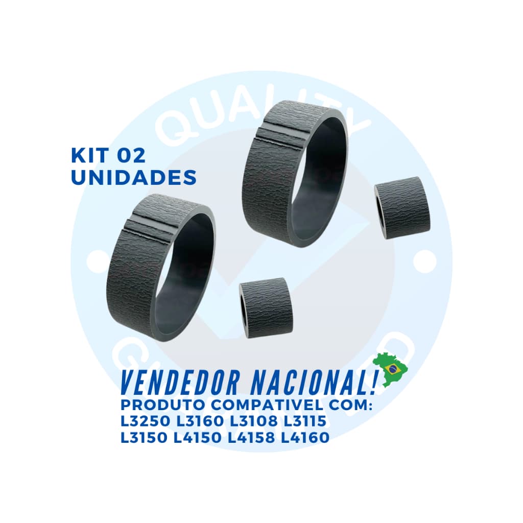 Kit 02 Rolete Retardo Pickup Roller Compatível Epson L3150 L4150 L3250 L4160 L3110 L5190 L3260 L4250