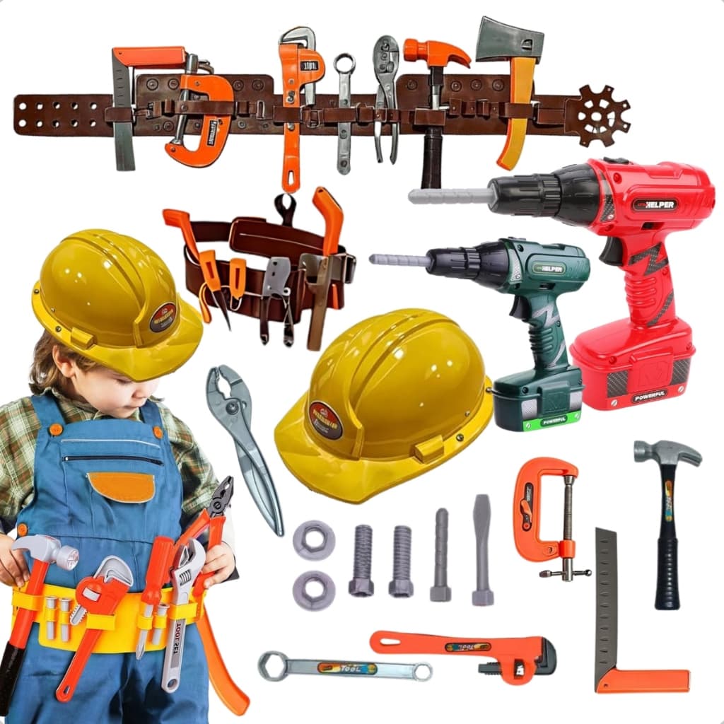 Kit Ferramentas Brinquedo Infantil Menino e Menina Envio Imediato Furadeira e Parafusadeira peças