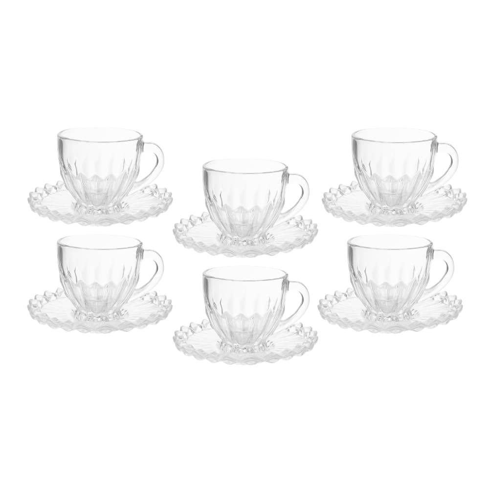 Conjunto com 6 Xícaras + Pires de Vidro Brasiliano Coffee  - 110ml