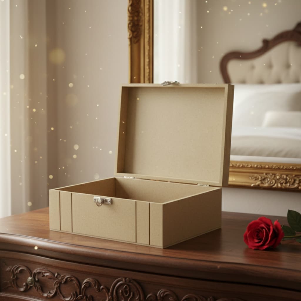 Frasqueira Baixa Baú Organizador MDF com Tampa e Fecho e dobradiça P,M,G Decoração Artesanato