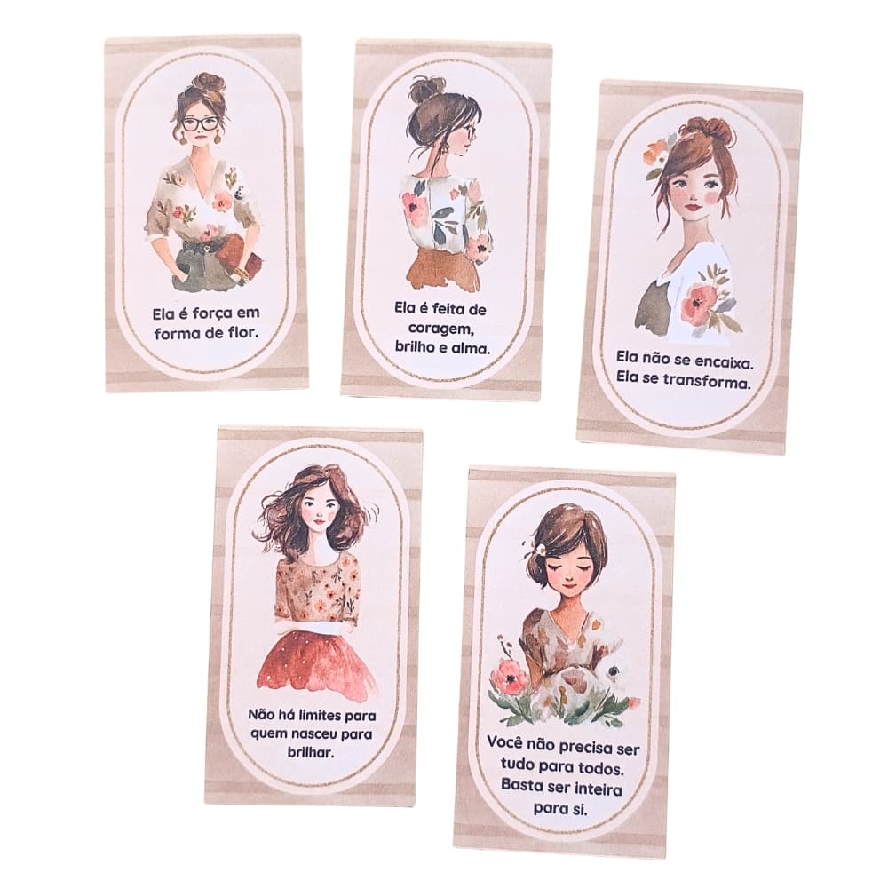 Cartões Motivacionais Femininos para Unboxing Clientes | Arte Exclusiva | 9x5 cm
