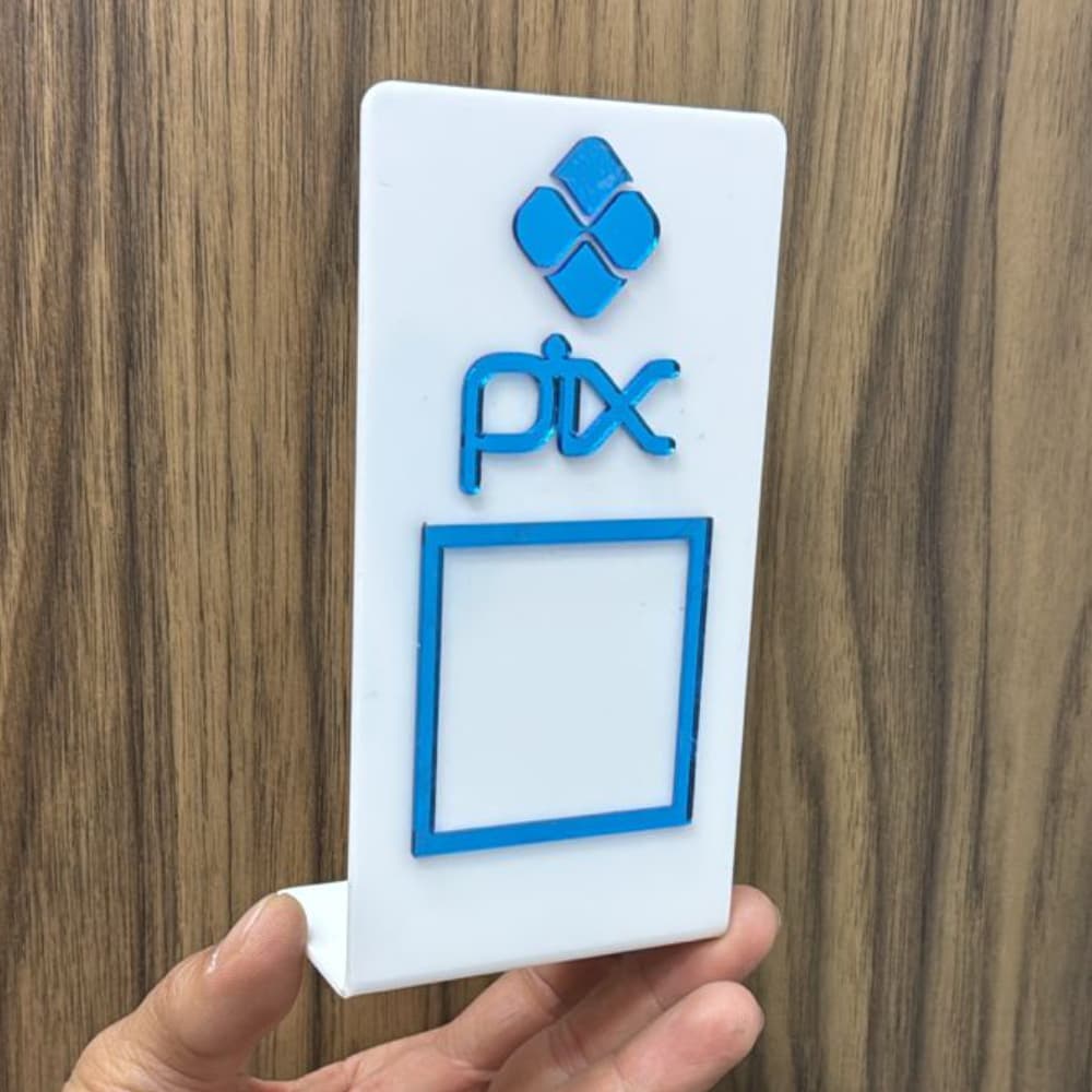 Placa Acrílico Pix QR Code – Display Mesa e Balcão para Pagamento