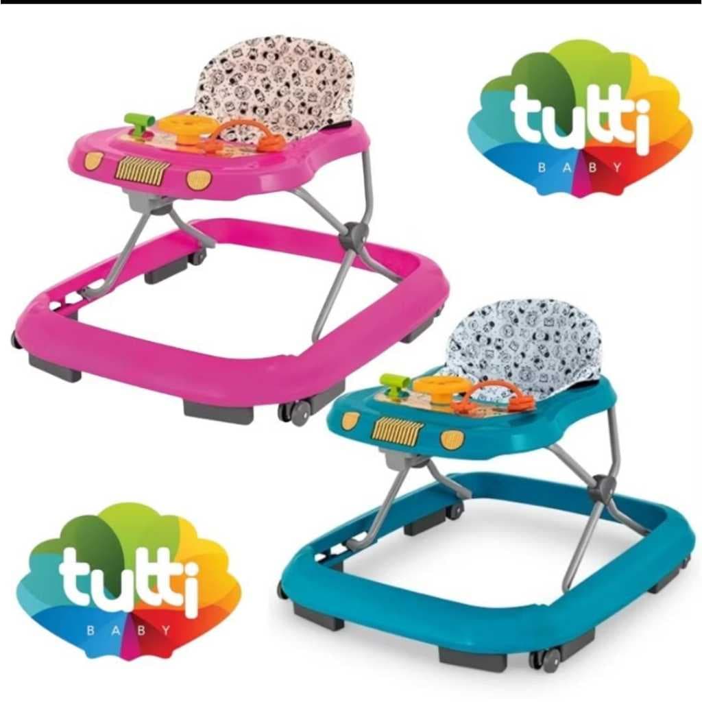 Andador Infantil para Bebê Primeiros Passos Musical Safari II Tutti Baby Rosa / Azul / Vermelho