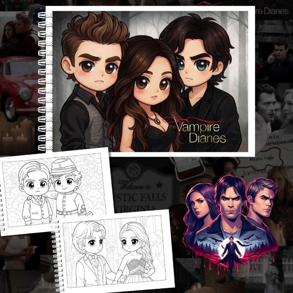 Livro De Colorir Diário de um Vampiro 50 Desenhos A5 Capa Dura