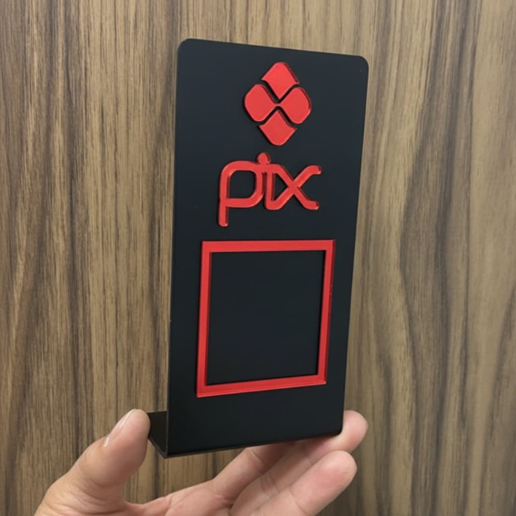 Placa Pix Acrílico QR Code Pagamento Mesa Balcão Loja Restaurante Wifi Estabelecimento Caixa