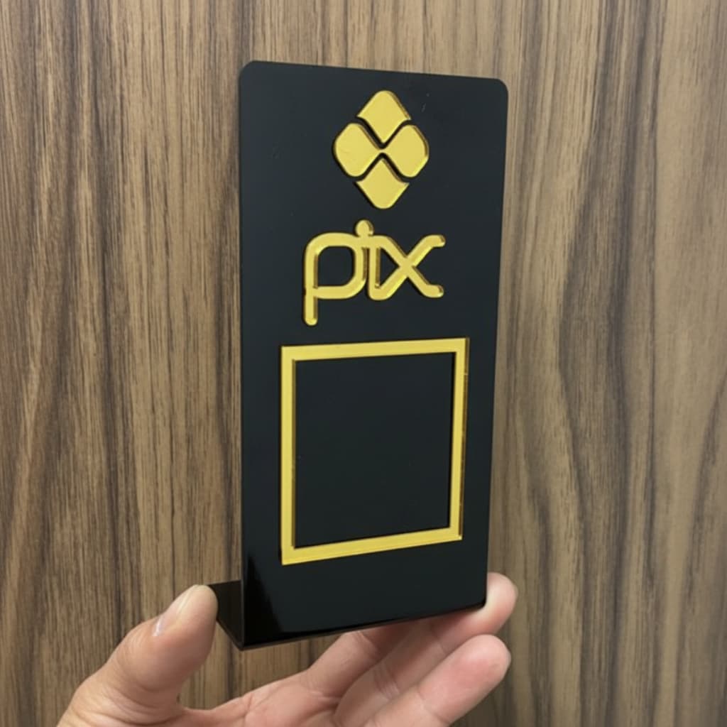 Placa Pix Acrílico QR Code Pagamento Mesa Balcão Loja Restaurante Wifi Estabelecimento Caixa