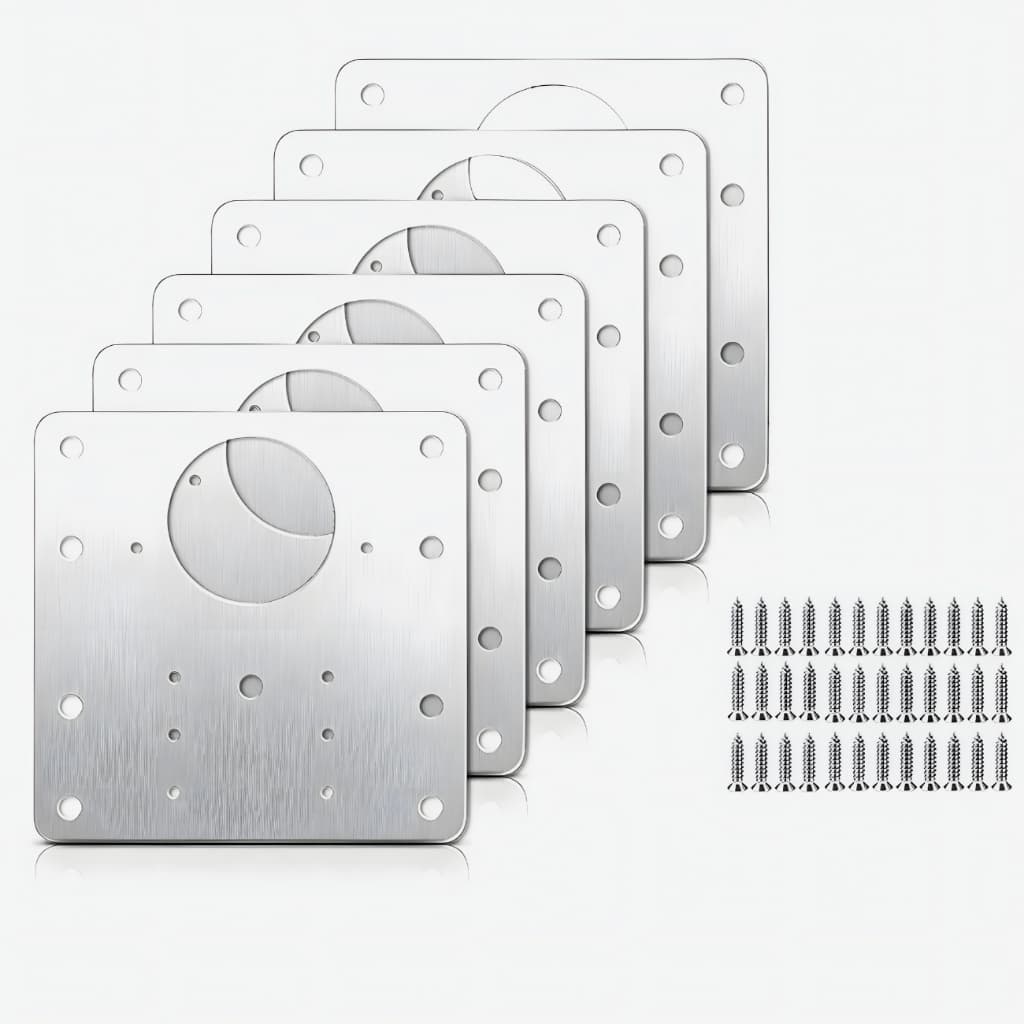 🛠️ Kit 10 Placas Para Reparo de Porta Fechada Dobradiça Armário MDF MDP Aço Inox + Parafusos